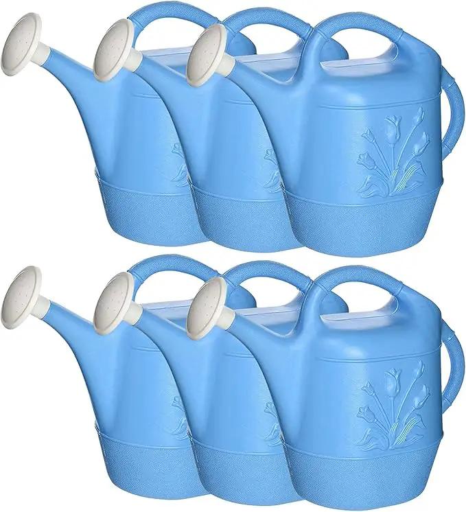 PMU 2 Gallon Watering Can - Garden Watering Can for Indoor & Outdoor Plants - Plastic Water Can with Detachable Sprinkler Head - Large Water Pot, Made in USA - Blue Pkg/6 by GreenHaven Gardens
