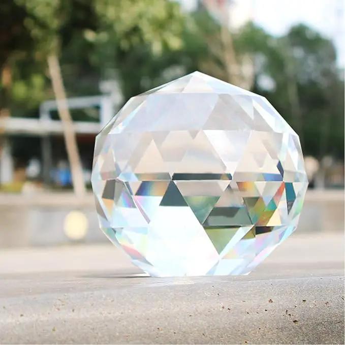 Clear Glass Crystal Ball Prisms Window Rainbow Maker Sphere Faceted Gazing Ball Prism Prism Suncatcher for Home Décor, Feng Shui, (120mm/4.72inch) by GreenHaven Gardens