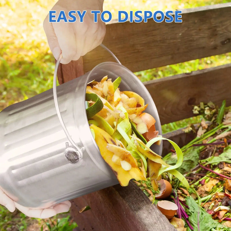 ENLOY Compost Bin for Kitchen Countertop, 1.3 Gallon Stainless Steel Indoor Compost Bucket for Kitchen Countertop Odorless Compost Pail for Kitchen Food Waste with Carrying Handle Easy to Clean by GreenHaven Gardens