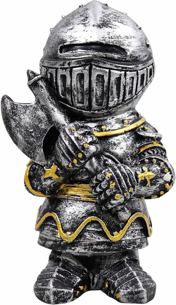 nezababy Knight Gnomes Guard Garden Statue Decoration Medieval Wee Crusader Battle Swordsman Fighting Outdoor Figurines Lawn Decor Resin (D) by GreenHaven Gardens