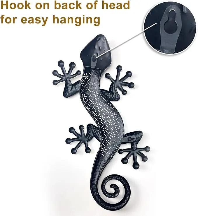 LIFFY Gecko Metal Wall Art Decor 2 Pack 15 Inch - Indoor & Outdoor Lizard Wall Art Hanging Sculpture for Home and Garden by GreenHaven Gardens