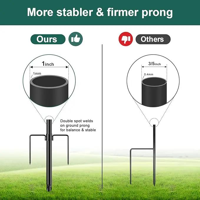 Yard Flag Pole for Outside House in Ground - 8.5 ft Tangle Free Stainless Steel Flagpole with 2 Anti-Tip Prong Base,Portable Flag Pole kit with 3x5 American Flag for Outdoor RV Camper,Black by GreenHaven Gardens
