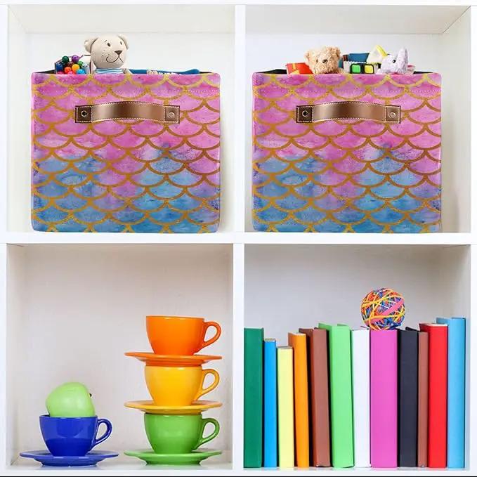 Mermaid Rectangular Storage Basket Organizer Bin Shelf Baskets For Clothes Gifts For Home Office Dorm by GreenHaven Gardens