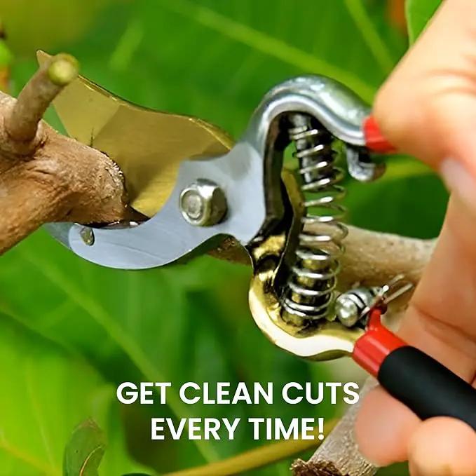 GARDEN GURU Indestructible Titanium Garden Clippers - Professional Bypass Hand Pruner Pruning Shear with Comfort Grip Handles for Gardening, Trimming, and Yard Work - Hardened Steel & Titanium Blade by GreenHaven Gardens