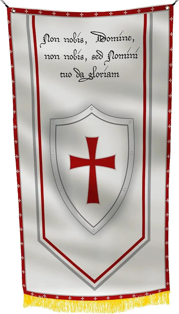 Knights Templar Secretive Order Cross Hidden History Holy Warriors Church’s Oldest Military Christian Army 3x5 feet Flag Banner Vivid Color Double Stitched Brass Grommets by GreenHaven Gardens