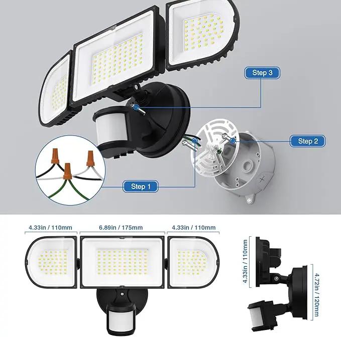 150W Motion Sensor Lights Outdoor for Outside, 15000LM LED Flood Lights Outdoor wired Dusk to Dawn, Exterior Security Floodlight Fixture Waterproof IP65, Outdoor Lighting for House, Garage 2 Pack by GreenHaven Gardens