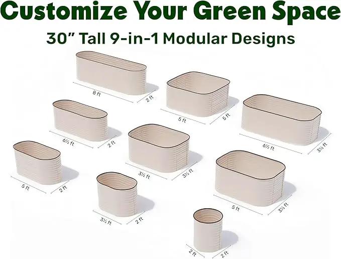 9-in-1 Galvanized Raised Garden Beds Outdoor // 8×2×2.5 ft Modular Planter for Gardening, Vegetables, Flowers // 32" Extra Tall Metal Raised Garden Bed (White) // Patented Design Planter Box by GreenHaven Gardens