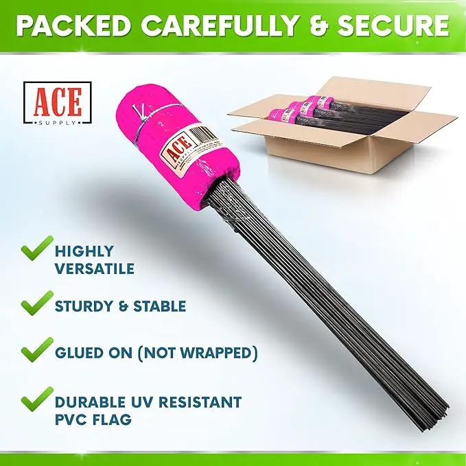 Fluorescent Pink Marking Flags, 100 Pack - 4x5-Inch Marker Flags - 15-Inch Wire - for Lawn, Irrigation, Dog Training, Landscape, Survey by GreenHaven Gardens