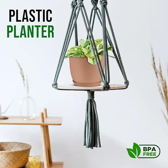 Planter Pots with Drainage Holes - Lightweight, Durable, and Space-Saving Pots for Indoor and Outdoor - Versatile Functionality, Simple Modern Design, Set of 10 Plastic Planter Pots - Pink by GreenHaven Gardens