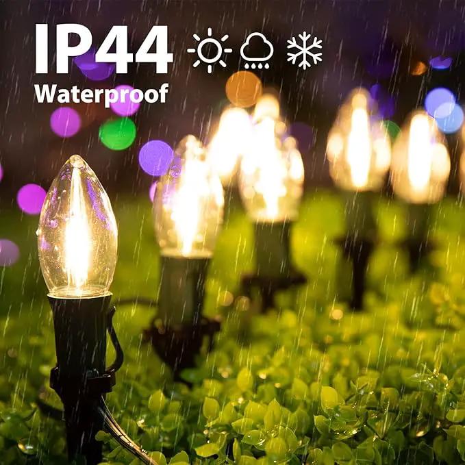 C9 Christmas Lights Outdoor, 4 Packs Total 102.8 Ft 80 Bulbs Christmas Pathway Lights, Waterproof Walkway Lights for Outside Driveway Sidewalk Outdoor Christmas Decorations Yard, Clear by GreenHaven Gardens