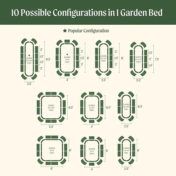 Vego garden Raised Garden Bed Kit, 17" Tall 10 in 1 Modular, Metal Planter Box for Vegetables, Flowers, Herbs, Terra Cotta by GreenHaven Gardens
