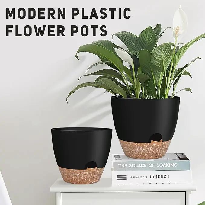12" 10" 9" Large Self Watering Plant Pots, 3 Pack Flower Pots Planters with Multi Mesh Drainage Holes for Indoor Outdoor Garden Plants and Flowers (Black) by GreenHaven Gardens