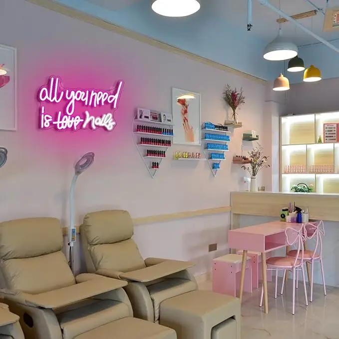WLHOPE All You Need is Nails Neon Sign, Nail Neon Signs for Wall Decor, Pink Led Signs USB Connectivity Nails Light Up Signs for Bedroom Home Bar Girls Room Beauty Shop Nails Room, Gift for Girls by GreenHaven Gardens