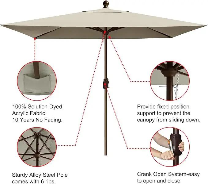EliteShade USA 10-Year-Non-Fading 6.5x10Ft Rectangular Market Umbrella Patio Umbrella Outdoor Table Umbrella with Ventilation, Antique Beige by GreenHaven Gardens