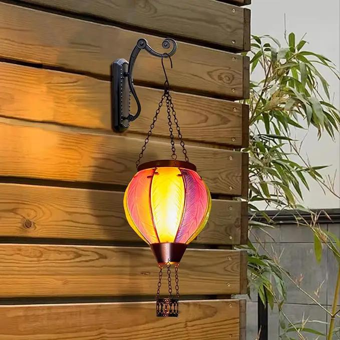 Solar Hot Air Balloon Lantern with Flame Outdoor Lights, Solar Lantern Gardening Gifts for Mom Grandmom, Hanging Hot Air Balloon Lights Outdoor Waterproof Decor for Patio by GreenHaven Gardens