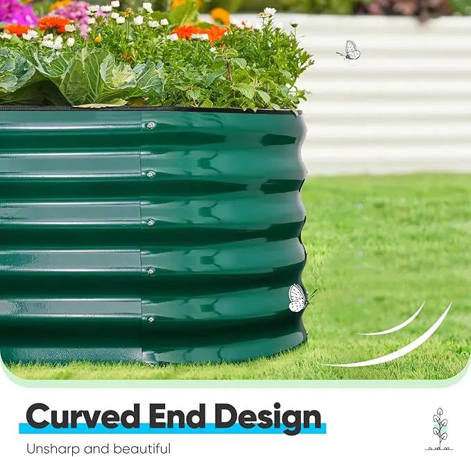 Quictent Galvanized Raised Garden Bed Kit, 6x3x1.5 ft Oval Metal Planter Box Tall for Vegetables Outdoor Backyard, Rubber Strip Edging Included, Dark Green by GreenHaven Gardens
