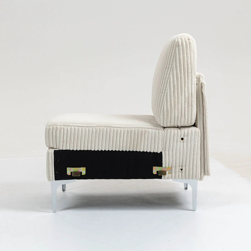 Single Couch Modular Armless Accent Chair With Back Cushion