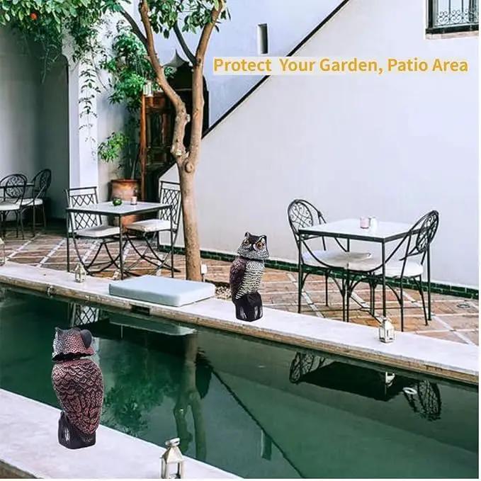 Owl Decoy 360 Rotate Head, Scarecrow Fake Owls Natural Enemy Realistic Owls to Scare Birds Away by GreenHaven Gardens