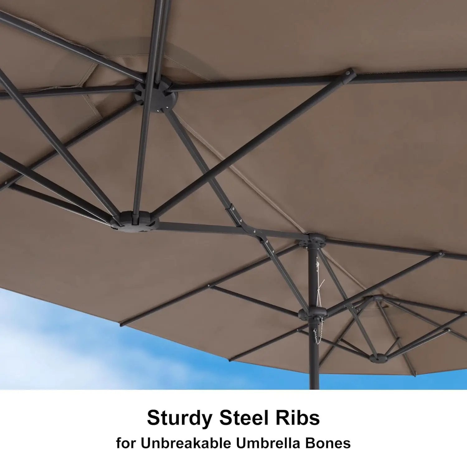 PURPLE LEAF 15ft Patio Market Umbrella with Base Included Double-Sided Rectangle Outdoor Umbrella Table Umbrella with Crank for Pool Garden Deck, Taupe by GreenHaven Gardens