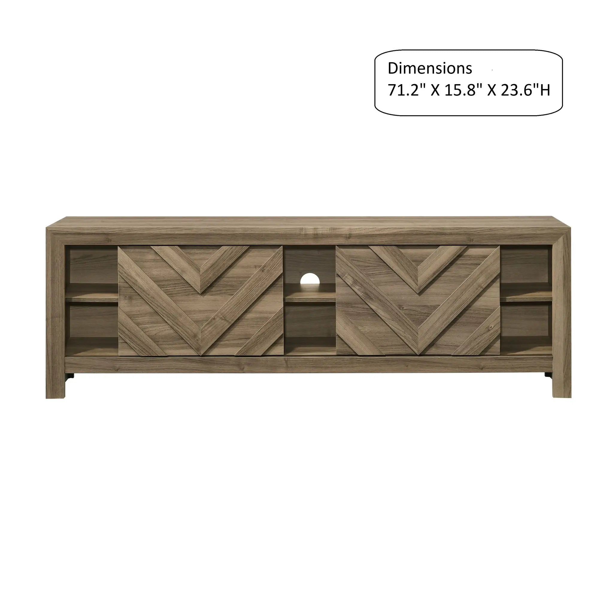 Chevron Patterned Living Room TV Stand - Light Brown by HouseOfZazla