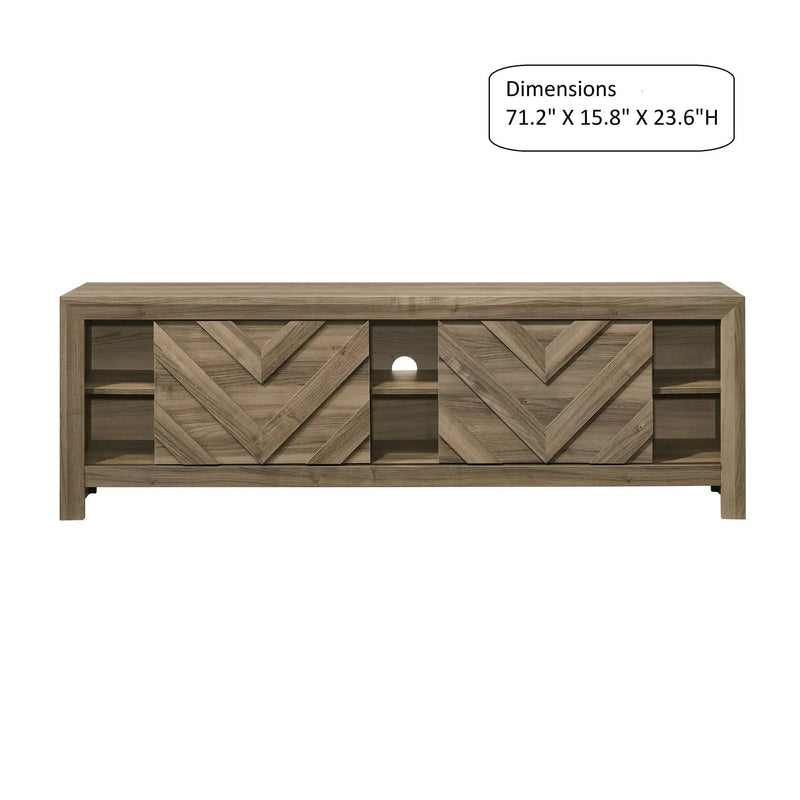 Chevron Patterned Living Room TV Stand - Light Brown by HouseOfZazla