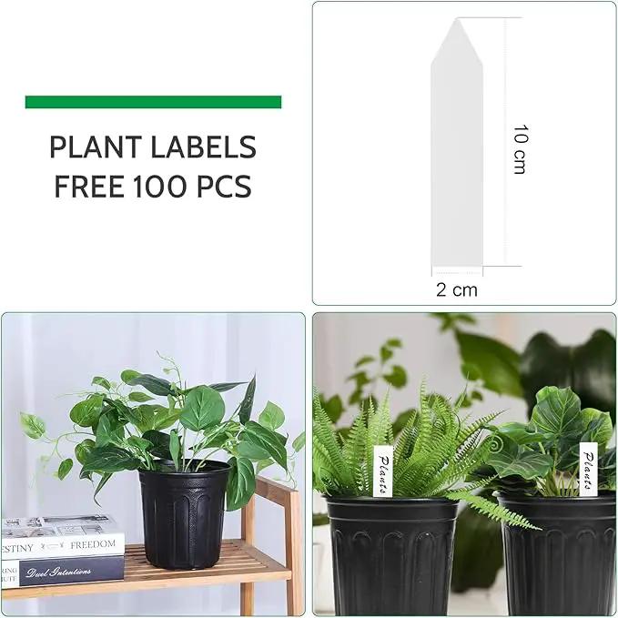 JERIA 100-Pack 1 Gallon Flexible Plant Nursery Pots with 100Pcs Plant Labels,Thickened Soft Plastic Seedling Pots,Seed Starting Pot Flower Plant Container for Succulents，Seedlings by GreenHaven Gardens