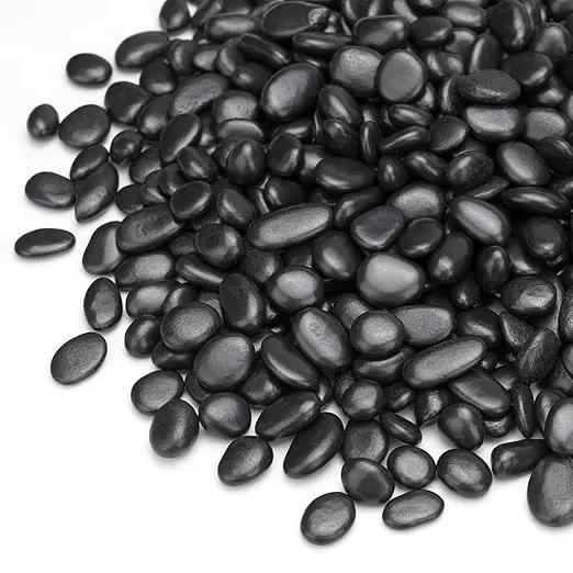 5 lbs Black Pebbles for Indoor Plants, Succulent, Bamboo, Vase, 3/8" Plant Rocks for Pots Indoor, Small River Rocks Decorative Pea Gravel, Highly Polished by GreenHaven Gardens