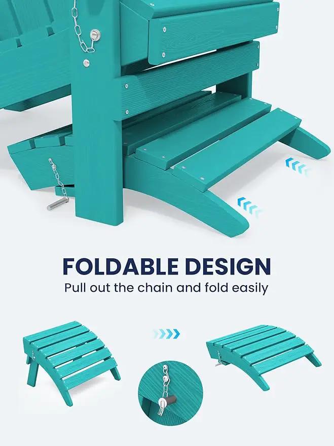 KINGYES Folding Adirondack Ottomans Set of 2 for Adirondack Chair, Aruba by GreenHaven Gardens