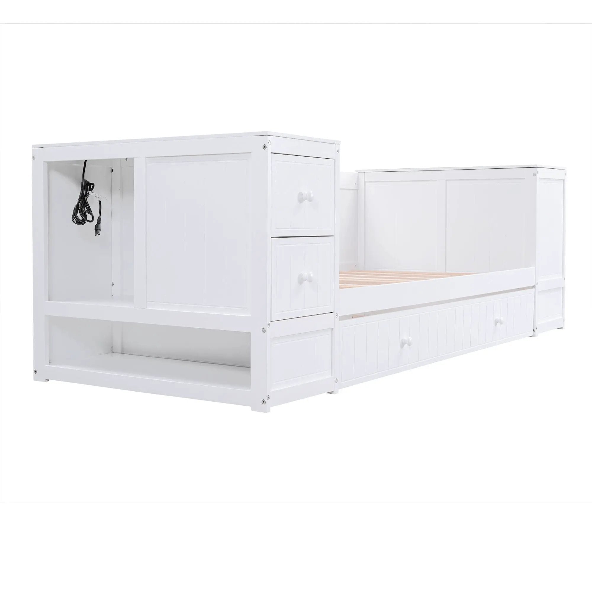 Daybed With Storage Arms, Trundle And Charging Station