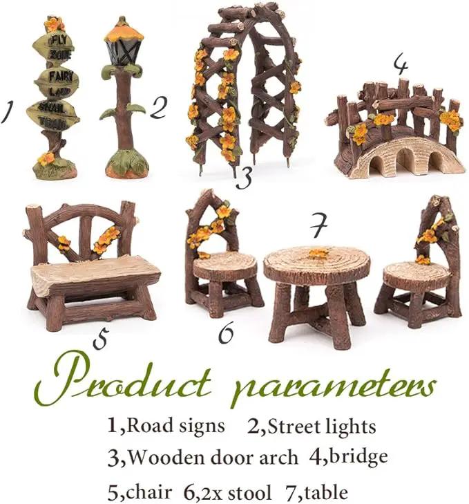 Fairy Garden Accessories, LATTOOK 8PCS Miniature Table and Chairs Set Fairy Garden Furniture Ornaments Kit for Dollhouse Accessories Home Outdoor Micro Landscape Decoration by GreenHaven Gardens