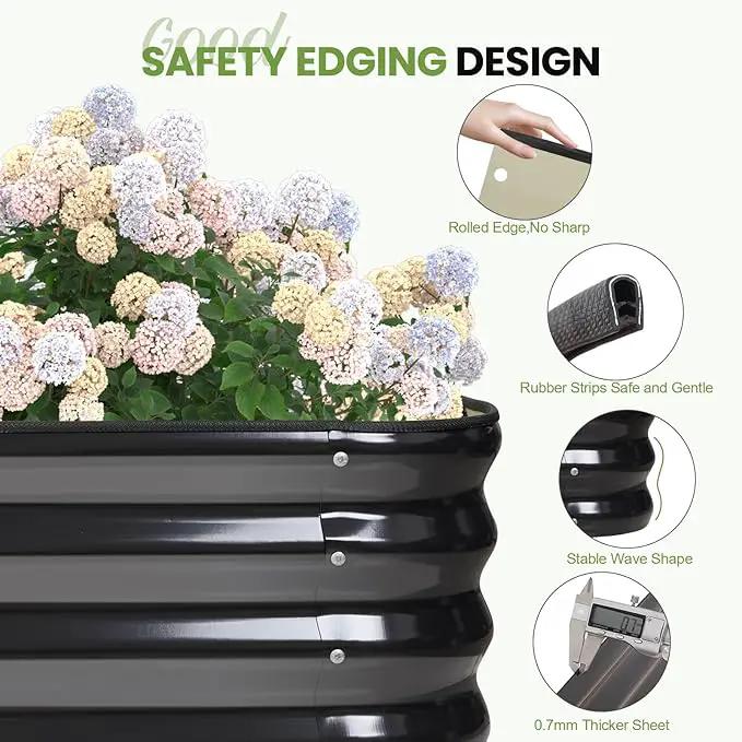 5-in-1 Adjustable Raised Garden Bed Kit | Galvanized Planter Boxes for Vegetables, Flowers | 12" Tall, Multiple Sizes (8x3x1ft, 9x2x1ft, 10x1x1ft, 6x5x1ft, 7x4x1ft) | Outdoor Metal Raised Bed, Grey by GreenHaven Gardens