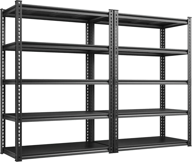 REIBII 72'' Storage Shelves 2050LBS Garage Shelving Heavy Duty 5-Tier Metal Shelving Adjustable Garage Shelves for Storage,Basement, Warehouse,72" H*31.5" W*16.5" D, 2PC by GreenHaven Gardens