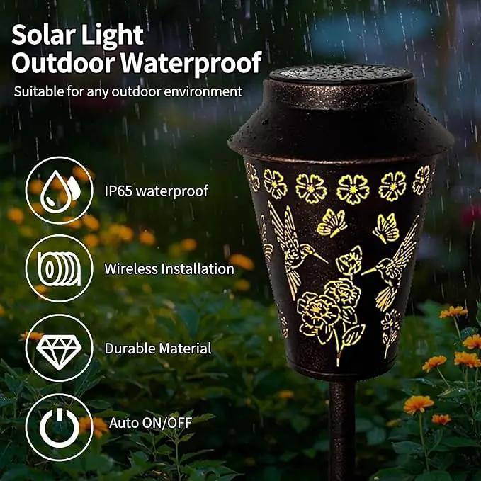 Solar Pathway Lights, Hummingbird Metal Copper Lantern for Garden, Patio, Lawn, Walkway, Outdoor Waterproof Landscape Lighting Decorative, Ideal Gifts for Women, Mom, Grandma by GreenHaven Gardens