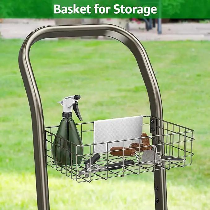 GOFORWILD Garden Hose Reel Cart with Wheel, Hold up to 200 Ft of 5/8" Hose, Heavy Duty Steel Frame Water Hose Reel Cart with Storage Basket, Mobile Hose Reel for Outside Garden Lawn Yard by GreenHaven Gardens