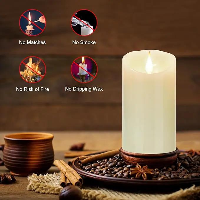 Flameless Flickering Battery Operated Candles 2pack Real Wax Pillar LED Candles with 10-Key Remote Control and 24 Hours Timer for Wedding, Party, Birthday,Home Decoration (Ivory) by GreenHaven Gardens