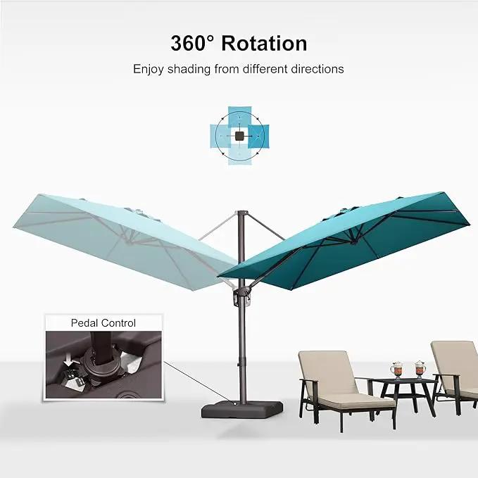 PURPLE LEAF 9 Feet Patio Umbrella Square Cantilever Umbrella Outdoor with 360° Rotation and Aluminum Offset Hanging for Pool Deck Garden Backyard, Turquoise by GreenHaven Gardens