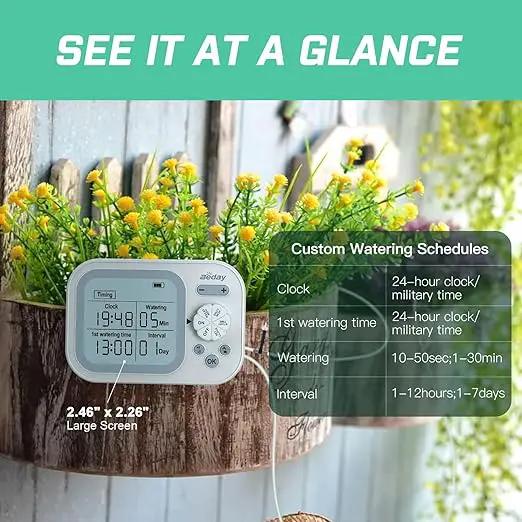 Automatic Plant Waterer Self Watering System Indoor for 15 Potted Plants Pack of 2, Auto Drip Irrigation Kit Programmable Water Timer w Smart Humidity Detection by GreenHaven Gardens