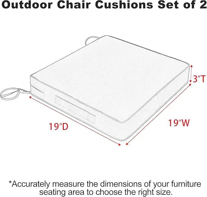 Favoyard Patio Chair Cushions 19 x 19 x 3 Inch Waterproof Outdoor Seat Cushions for Patio Furniture 3-Year Color Fastness Garden Sofa Couch Chair Pads with Handle & Adjustable Straps Set of 2, Beige by GreenHaven Gardens