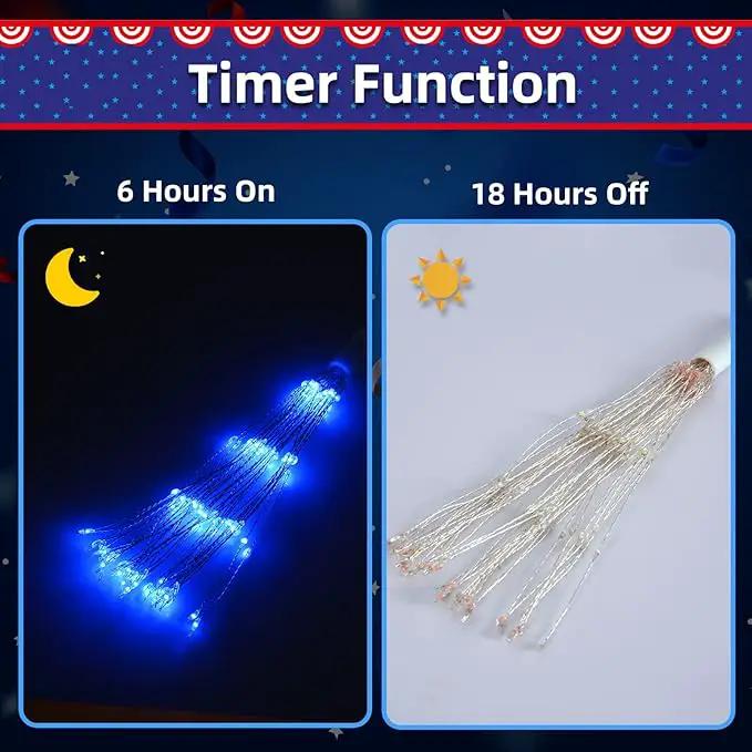 3 Pack 4th of July Lights Decorations 480 LED Remote&Time 8 Light Mode Red White and Blue Firework Lights Battery Operated, American Flag Patriotic Memorial Day Independence Day Outdoor Decor by GreenHaven Gardens