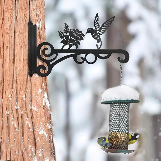2-Pack 10 Inch Aesthetic Plant Hangers Outdoor – Metal Hanging Plant Bracket with Beautiful Hummingbird Pattern – Heavy Duty Plant Hooks for Hanging Plants, Bird Feeder, Wind Chime, Lantern by GreenHaven Gardens