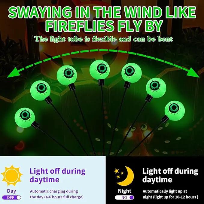 Aogist Halloween Decorations Eyeball Swaying Firefly Light Bright Long Standby Time Waterproof Outdoor Lights for Beautiful Spaces Garden Yard Lawn Pathway Porch Party Decor(Green, 4 Pack-24 LEDs) by GreenHaven Gardens