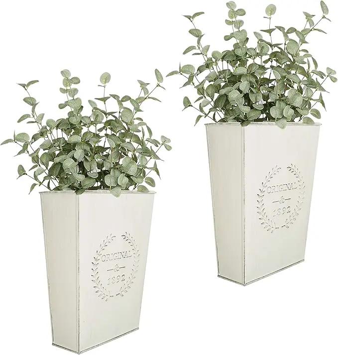 LESEN Set of 2 Farmhouse Metal Wall Planter,Rustic Wall Decor Country Hanging Wall Vase Box for Plants Flower Home Decoration by GreenHaven Gardens