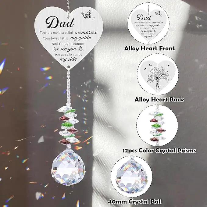 Memorial Suncatcher Gifts for Loss of Dad, Sympathy Gifts for Loss of Dad, Dad in Heaven Memorial Crystal Suncatcher for Window Home Decor (Dad) by GreenHaven Gardens