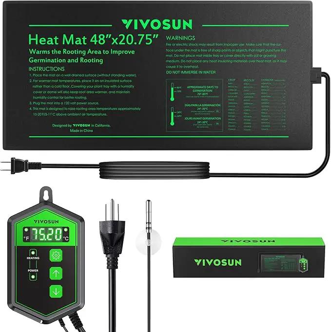 VIVOSUN 48" x 20.75" Seedling Heat Mat and Digital Thermostat Combo Set, UL & MET-Certified Warm Hydroponic Heating Pad for Germination, Indoor Gardening, Greenhouse by GreenHaven Gardens