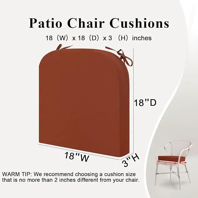 Outdoor Chair Cushions Set of 2, Waterproof Foam Patio Seat Cushions with Ties for Garden Sofa & Dining Furniture, 3-Year Color Fastness, 18x18x3 Inch, Spcie by GreenHaven Gardens