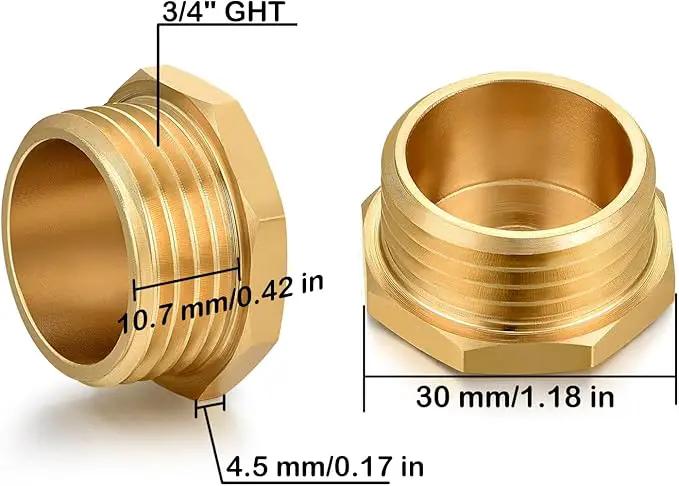 3/4" GHT Male Brass Pipe Plug Outer Garden Hose Male Threaded End Cap Plug Garden Irrigation Pipe Fittings Water Tubing Stopper （3 PCS） by GreenHaven Gardens