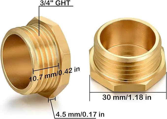 3/4" GHT Male Brass Pipe Plug Outer Garden Hose Male Threaded End Cap Plug Garden Irrigation Pipe Fittings Water Tubing Stopper （6 PCS） by GreenHaven Gardens