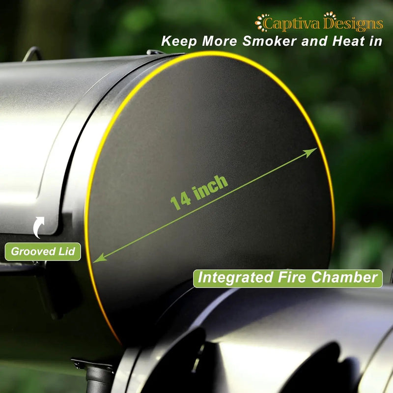 Captiva Designs Charcoal Grill with Offset Smoker, All Metal Steel Made Outdoor Smoker, 512 sq.in Cooking Area, Best Combo for Outdoor Garden Patio and Backyard Cooking by GreenHaven Gardens