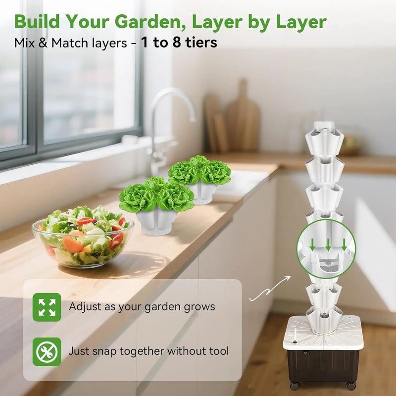 BAOSHISHAN Vertical Hydroponic Garden Tower, 40 Pods 8 Tiers Hydroponics Tower Outdoor, Vertical Hydroponic System with Water Pump for Vegetable Herb Fruit by GreenHaven Gardens