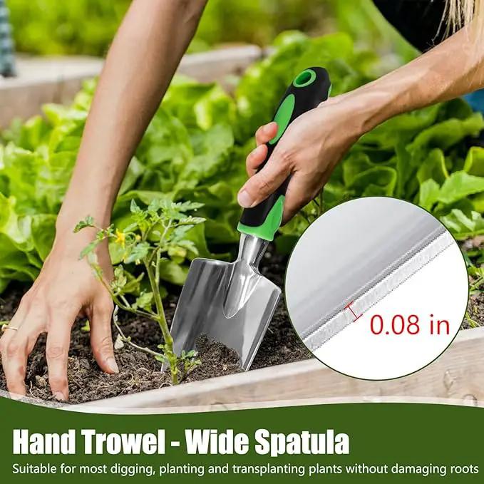 Garden Hand Tools Set,3PCS Aluminum Heavy Duty Gardening Tool Set,Weeding Tools Gardening,Soil Scoop,Hand Rake,Weeder,Non-Slip Rubber Grip, Ideal for transplanting, Weeding, Digging and Planting by GreenHaven Gardens